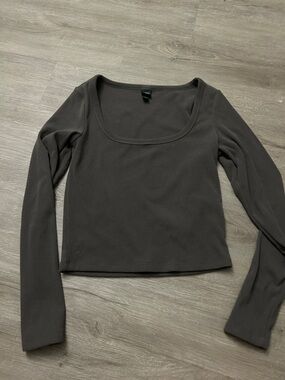 wild fable Dark Charcoal Scoop Neck Long Sleeve Top